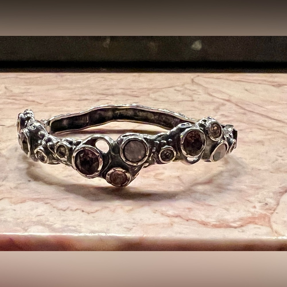 Grace & Heart artisan sterling and swarovski hinged bangle